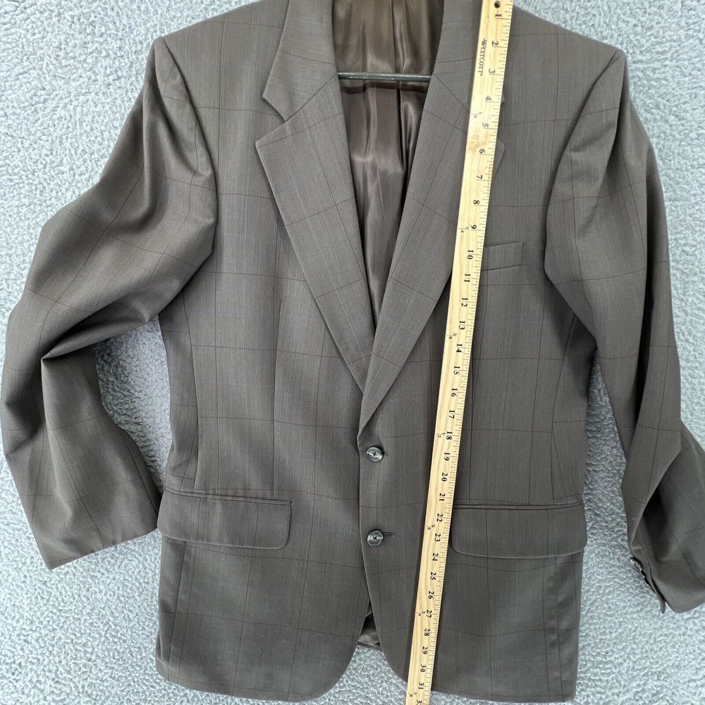 Burberry Men's Brown Plaid Wool 2 Front Button Sports Coat Jacket Size‎ 40R - Picture 10 of 14